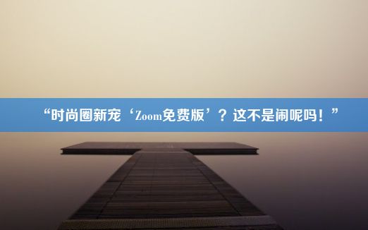 “时尚圈新宠‘Zoom免费版’？这不是闹呢吗！”