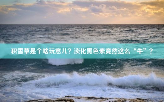 积雪草是个啥玩意儿？淡化黑色素竟然这么“牛”？