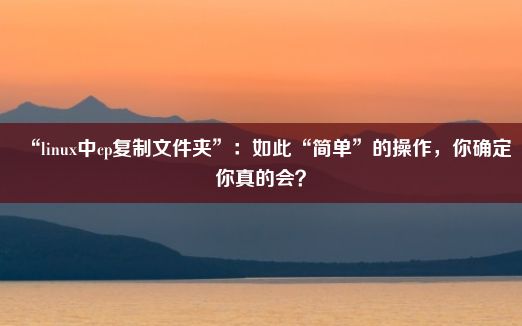 “linux中cp复制文件夹”：如此“简单”的操作，你确定你真的会？