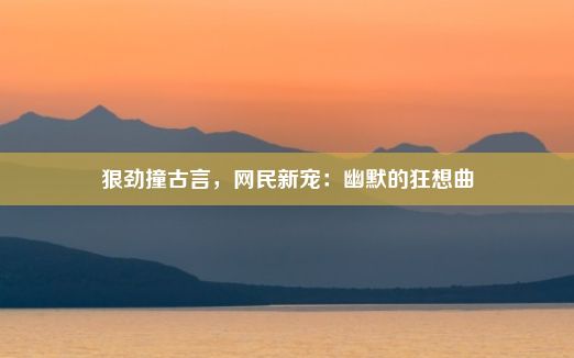 狠劲撞古言，网民新宠：幽默的狂想曲