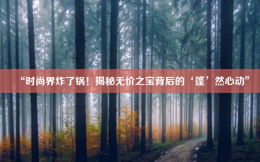 “时尚界炸了锅！揭秘无价之宝背后的‘篷’然心动”