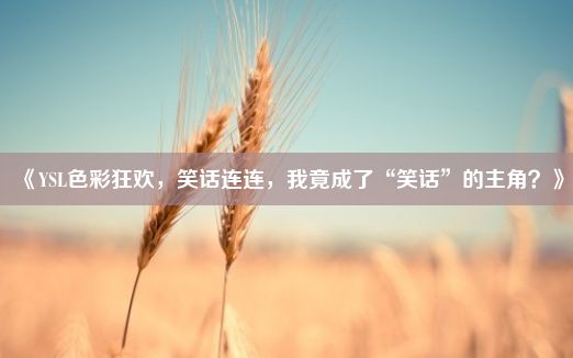 《YSL色彩狂欢，笑话连连，我竟成了“笑话”的主角？》